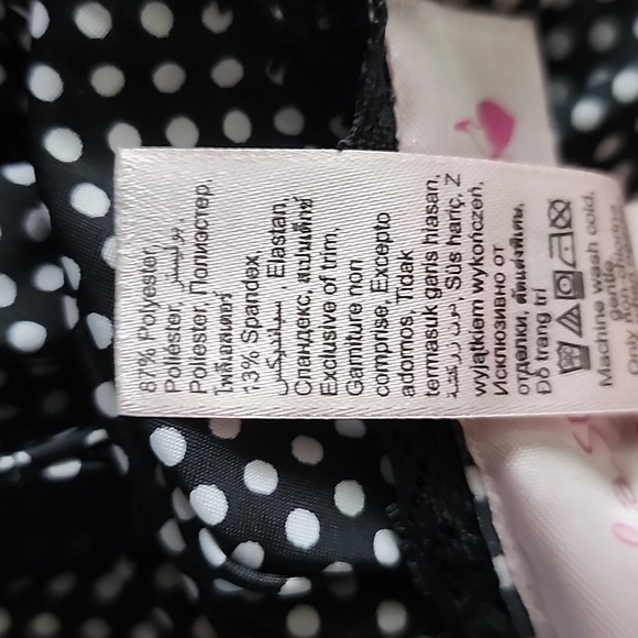 La Senza White Polka Dot Black Red Bow Adjustable Strap Stretchy Lace Size Large - Picture 8 of 14